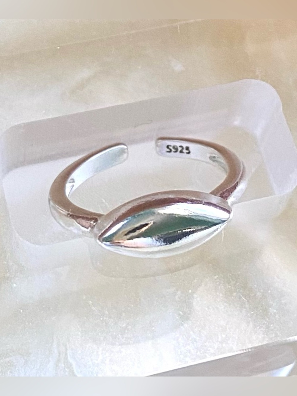 Silver S925 Marquise Minimalist Adjustable Ring - Silver